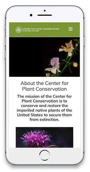 Center for Plant Conservation website update on mobile