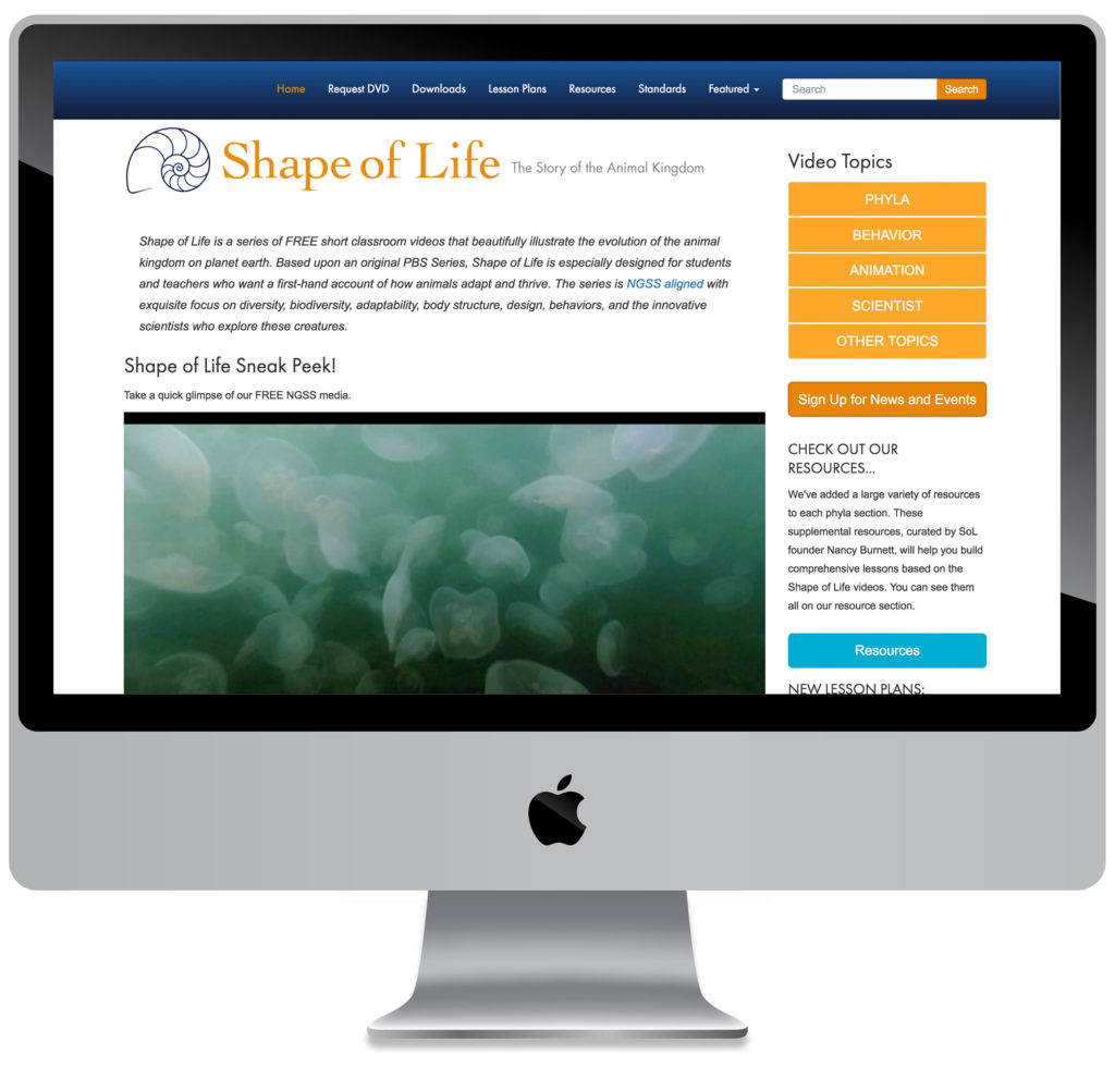 screenshot of Shape of Life website