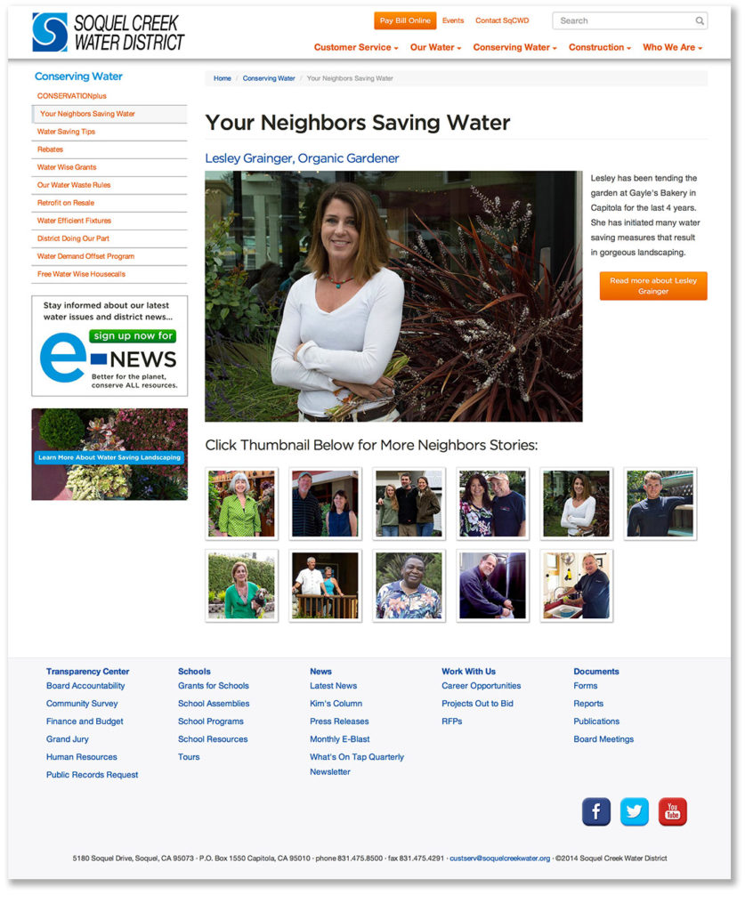 screenshot of Soquel Creek Water District website